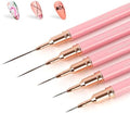 Artdone Metallic Nail Art Pens, Liner Brushes Set, 5PCS Pink Nail Tools by Artdone