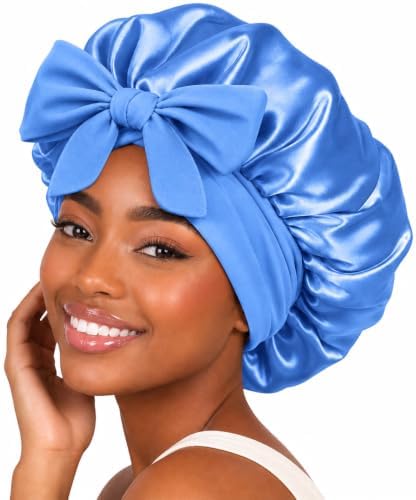 Silk Satin Hair Bonnet for Sleeping Women with Adjustable Tie by Originbuty