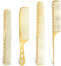 4 Pcs Comb Space Aluminum Hair Styling Comb Professional Set Stainless Steel Anti-static Flat Iron Fine Tooth Combs Metal Parting Combs for Women Men Supplies Beauty Tool(Golden) by Unknown