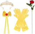 Princess Costume Accessories Crown Rose Hair Bow Yellow Gloves Kit by Uintoon