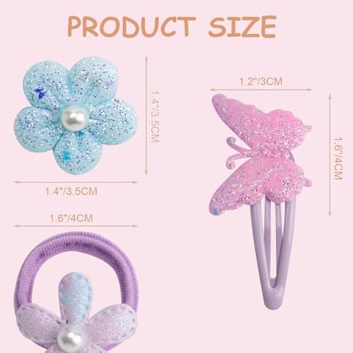 DRESHOW BQUBO 36 Pcs Toddler Hair Ties Clips for Girls Cute Hair Accessories Baby Flower Butterfly Ties Clips Colorful Snap Hairpins Rubber Bands for Baby Toddler Girls Kids - Image 6