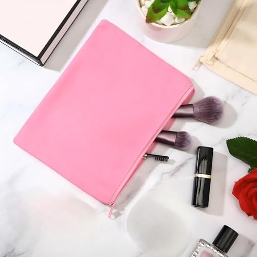 meekoo 16 Pcs Blank Canvas Zipper Pouch Pencil Bag Bulk, L, Beige and Pink - Image 5