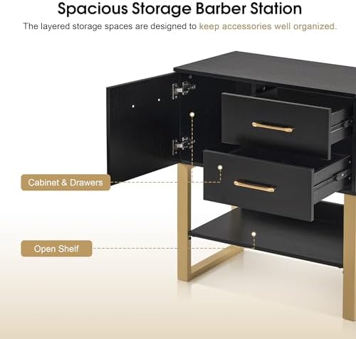 BarberPub Styling Station, Wall Mount Storage Cabinet 3185 (Black) - Image 6