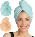 Turbie Twist Microfiber Hair Towel, Bermuda & Peach (2 Pack) by TurbieTwist
