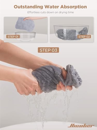 Hicober Microfiber Hair Towel Wrap for Women,Quick Dry, Pink Grey, 2-Pack - Image 6