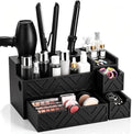 Hair Tool Organizer with 3 Drawer Wooden Blow Dryer Holder, Black by Unknown