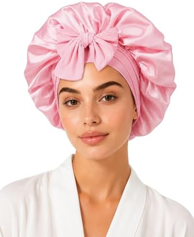 Silk Bonnet for Sleeping Satin Hair Bonnet Double Layer Adjustable Sleep Cap with Elastic Tie Band by BESTCHOICEFORYOU%EF%BC%81