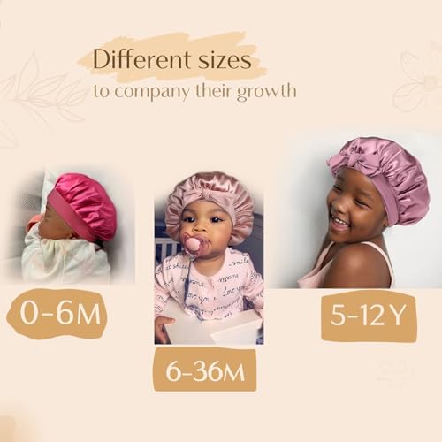 YANIBEST 2 PCS Soft Satin Bonnet, Overnight Protection, Kids Toddler Baby - Image 4