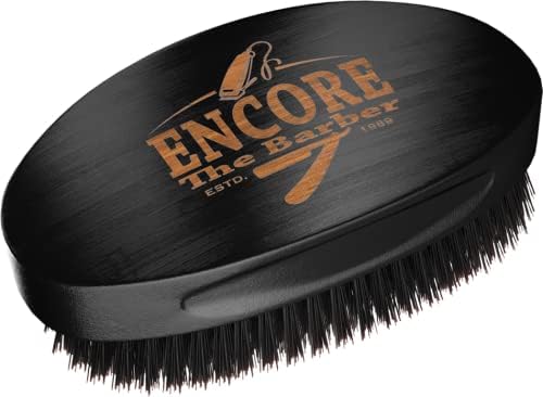 360 Wave Brush medium boar bristle | curved palm for men hair (Black) by ENCORETHEBARBER