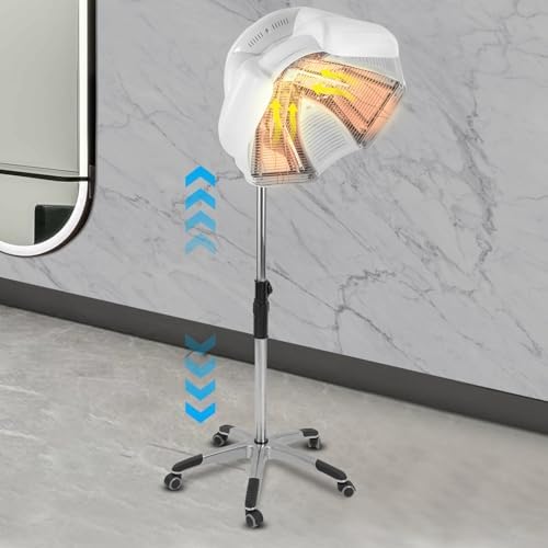 Hair Oil Heater,1800 W 110 V Free-Stand Hair Dryer with Universal Wheels,Perm Processor Stand Hair Dyeing for Hair Care,Dyeing,Oil Treatment (White 2) - Image 4