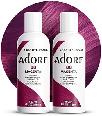 Adore Semi Permanent Hair Color, 088 Magenta, 4 Fl Oz (2 Pack) by Adore