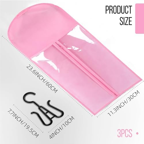 3PCS Hair Extension Holder Dust-proof Bags with Hanger Portable Storage for Multiple Wigs Holder Stand with Transparent Zip Up Closure - Image 2
