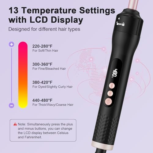 3 in 1 Wand Curling Iron, Curling Iron Set with Tapered Curling Wand (0.5-1") and 2 Interchangeable Ceramic Wand Curler (0.5"-1.25"), Fast Heating with Adjust Temp, Dual Voltage, Gift for Women - Image 4