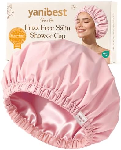 Yanibest Satin Lined Shower Cap, Reusable Waterproof Shower Caps for Women by yanibest
