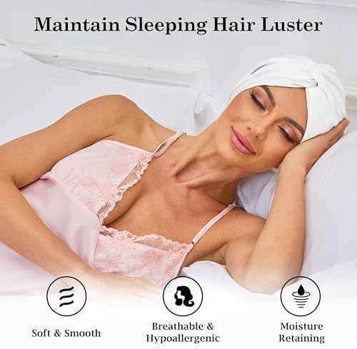White Adjustable Silk Bonnet Satin Curly Hair Wrap for Sleeping Women - Image 3