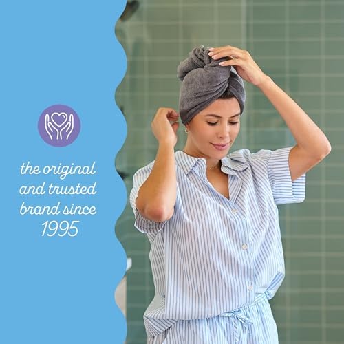 Turbie Twist Microfiber Hair Towel, Pink, Blue, Grey & White (4 Pack) - Image 6