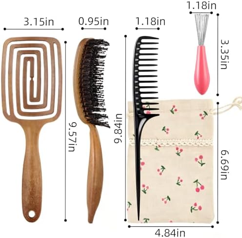 Hair Brush Detangler - Curved Vented Detangling Hair Brush for Women Men, Paddle Brush for Curly Straight Hair, Wet and Dry Styling, Faster Blow Drying - 2 Pcs - Image 7