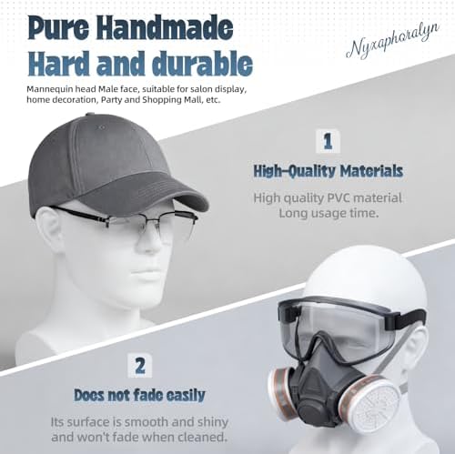 Male Mannequin Head with Stand – Realistic Wig Display Model for Hats, Scarves, Glasses & Hair Styling – Durable Male Head Display for Salon, Store or Home Decor (Gold) - Image 5