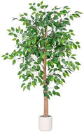 Artificial Ficus Tree 5FT Tall, Faux Ficus Tree Indoor Outdoor, Fake Silk Ficus Plant with Planter, Lifelike Leaves Large Potted Floor Tree for Home Office Living Room Porch Decor by Arborvigro