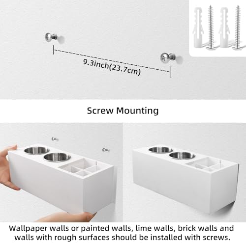 Hair Dryer Holder and Tool Organizer, Wood, White - Image 5