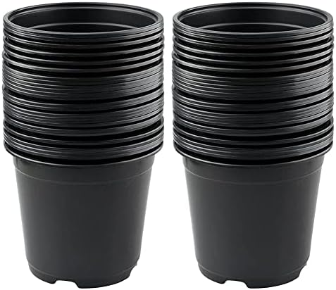 KINGLAKE 100 Pcs 6" Plastic Plants Nursery Pots Seedlings Flower Plant Container Seed Starting Pots Black by KINGLAKE