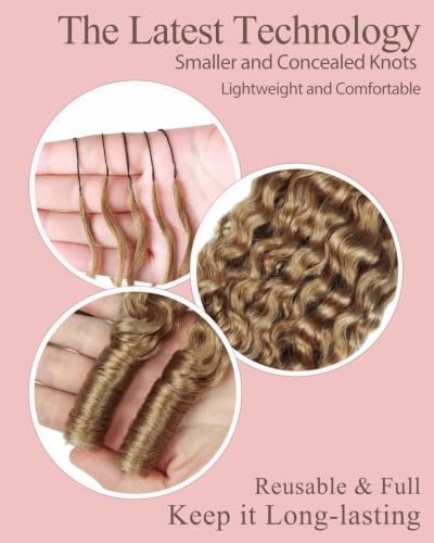 27# Honey Blonde Color 20 Inch Human Crochet Hair for Black Women, Feather Crochet Extensions 55g 40 Strands, Resusable Miracle Look Hair Bundles, Soft Lightweight Small Knots Burmese Curly - Image 3