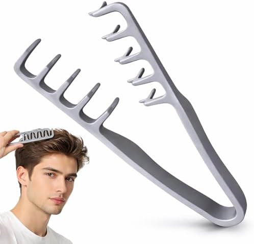 2-in-1 Volumizing Texture Comb for Men, Wide & Fine Tooth Hair Comb for Root Lift & Anti-Frizz Styling, Lightweight Portable Grooming Tool with Non-Slip Grip, All Hair Types (Premium Gray) by HighQualityInexpensiveGoods