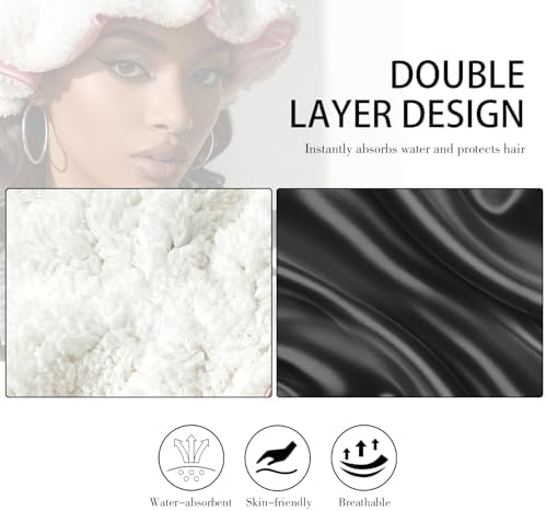 Satin Lined Sleep Bonnet for Women, Teddy Plush Hair Bonnet, Silk Wrap for Curly & Braided Hair, Anti-Frizz Night Cap - Image 3