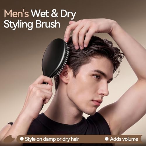 Hair Brush for Men, Wooden Boar Bristle Hairbrush for Detangling & Styling - Image 3