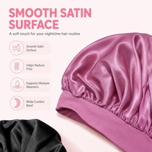 4Pcs Silk Satin Hair Bonnets for Sleeping Women Men Sleep Cap - Image 3