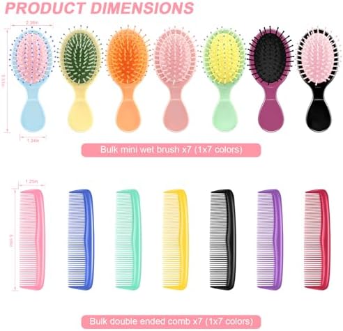 HOFASON 14 Pcs Toddler Kids Girls Bulk Mini Wet Hair Brush Travel Combs Set - Image 2