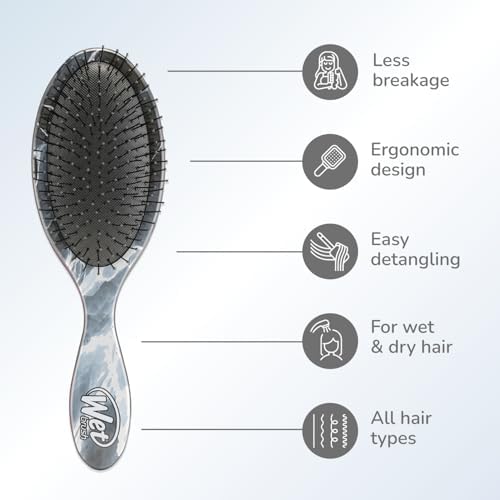 Wet Brush Original Detangler Brush - Metallic Marble, Onyx - All Hair Types - Ultra-Soft IntelliFlex Bristles Glide Through Tangles with Ease - Pain-Free Comb for Men, Women, Boys and Girls - Image 4
