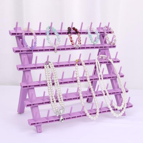 Braid Rack 60 Spools for Hair Standing Braid Hair Extension Rack Stand, Hair Separator Stand Hair Extension Holder for Stylists (Light porple) - Image 6