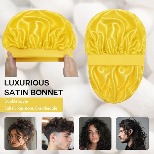 Satin Silk Bonnet for Hair, Double Layer Sleep Cap for Men & Women - Image 2
