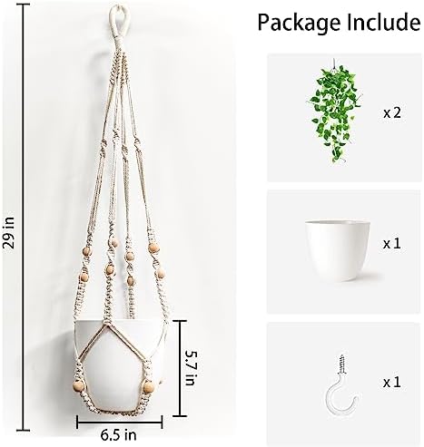 Comtelek Fake Hanging Plants Artificial Plants for Home Decor Macrame Plant Hanger with Fake Vines Faux Hanging Planter Greenery for Wall Ceiling Bedroom Bathroom Kitchen Office Boho Decor Indoor - Image 2