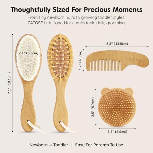 Baby Brush and Comb Set,Wooden Baby Brush,Soft Goat Hair,Newborns - Image 2