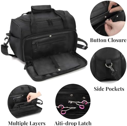 Eorbow Hairstylist Travel Bag, Large Capacity Hairdresser Bag with Divider, Sturdy Barber Case Holder for Hair Stuff, Professional Cosmetology Organizer for Curling Iron Hair Straightener Supplies - Image 3