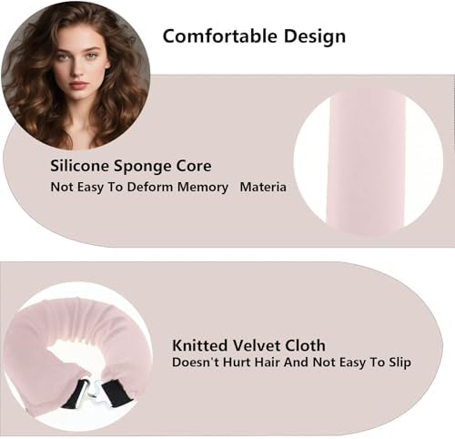 Overnight Hair Curlers Heatless Curls,SXWFYZ No Heat & Damage Velvet Curling Rods Hair Rollers for Long Short Hair Care Styling Tools(Pink 4PCS W/Silk Scarf) - Image 4