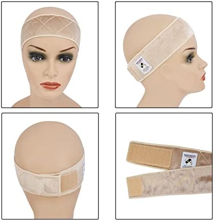 YANTAISIYU 1 Piece Wig Grip Headband Non-slip Scarf Adjustable Wig Grip Band for Women Wigs (Beige) - Image 3