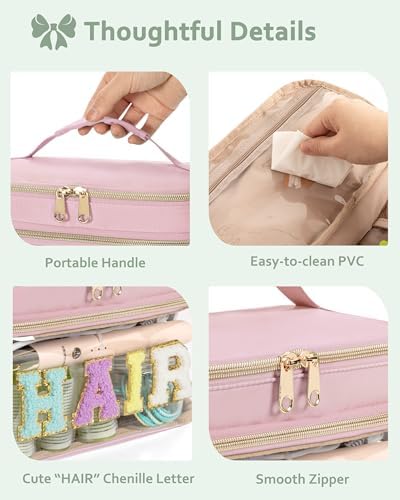 Fasrom Double Layer Hair Accessories Organizer, Preppy Makeup Bag for Girls - Image 4
