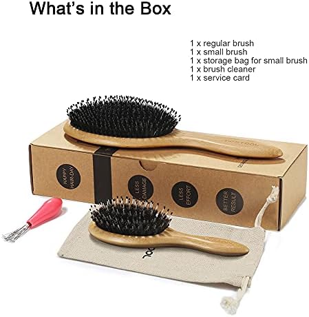 BESTOOL Hair Brush (Regular & Small), Boar Bristle Hair Brushes for Women Men Kids Thick Fine Curly Hair, Hairbrush for Detangling, Soften & Silky Shine - Image 6