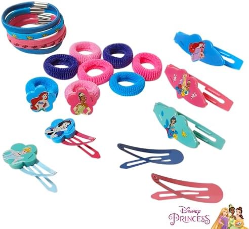 Luv Her Disney Girls' Hair Accessories Set - 20 Pack Featuring Disney Princesses - Includes 3 Barrettes, 4 Snap Clips, 5 Elastics, 8 Terry Ponies - Everyday Wear, Special Occasions, Ages 3+ - Image 6