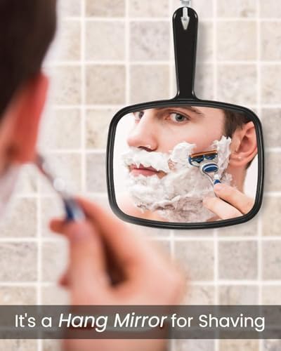 Gladmart 10.3" L x 7.4" W Hand Mirror for Home and Barber, Black - Image 4