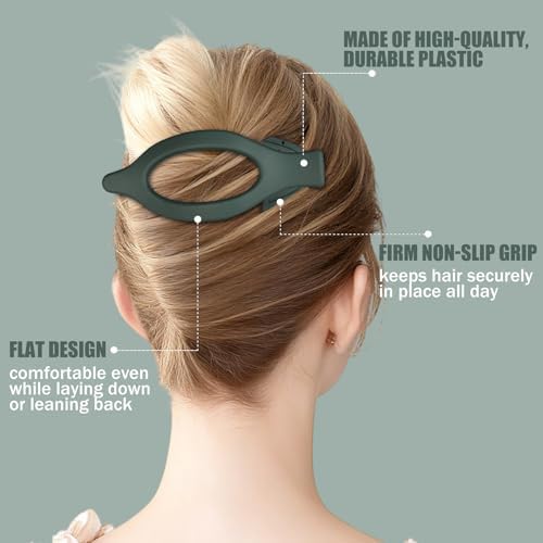 Flat Hair Clips for Women - 6 PCS French Flat Claw Clips Medium Hair Clips for Girls Large Hair Claw Clips for Thick or Thin Hair Strong Hold No Slip Hair Accessories for women (Dark Colorful) - Image 5
