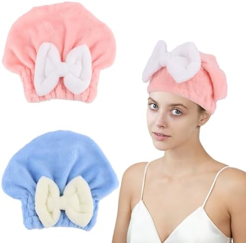 2PCS Microfiber Hair Drying Caps Hair Towel Cap by KEUKORZ