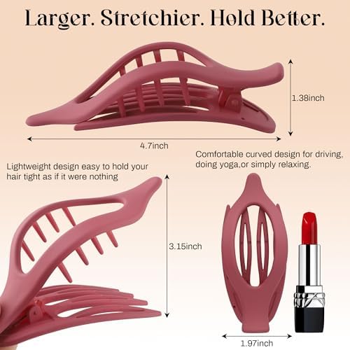 AWAYTR 6Pcs French Flat Hair Clips, Lay Flat Claw Clip for Women - Image 4