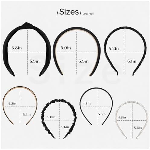 7pc Black Headbands for Women Girls Headbands Set, Non Slip - Image 3