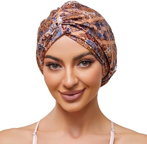 Bohemia Adjustable Silk Bonnet Satin Curly Hair Wrap for Sleeping Women by KAAHYNNO