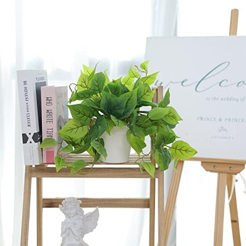 CEWOR Artificial Plants Fake Pothos with Plastic Pot Artificial Potted Plant for Home Office Bedroom Indoor Outdoor Decor 1 Pack - Image 6