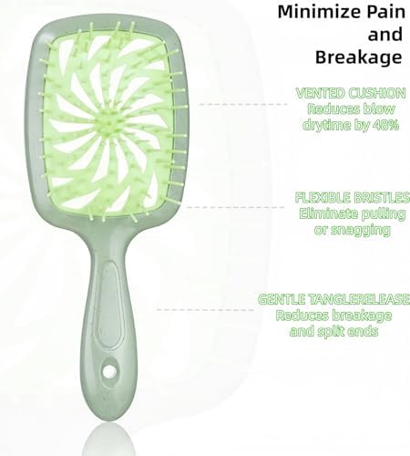 Hair Brush Set with Detangling Brush,Spray Bottle,3 Pieces Rat Tail Combs For Toddlers,Suitable for Pain-Free Brushing on All Wet or Dry Hair Types (Green) - Image 3